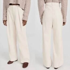 Mother High Waisted Egret Tunnel Vision Pleated Prep Faux Leather Pants